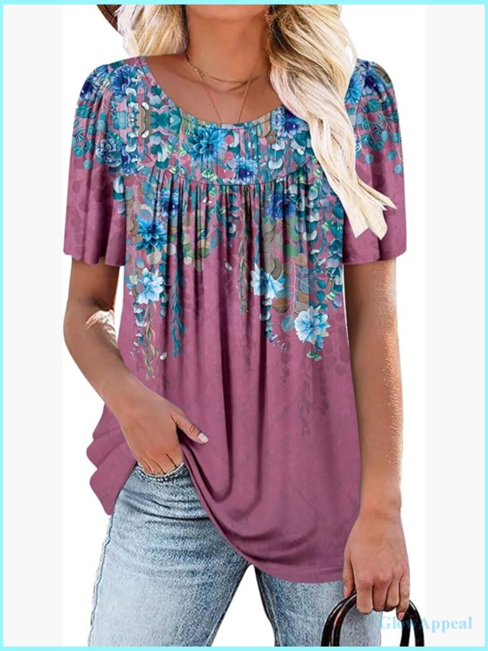 Short Sleeve Summer Tunic Tops Flowy Flare Button Down Blouses S-3XL
